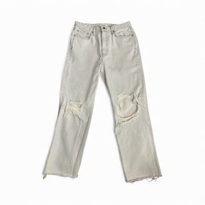 Girlfriend Jeans Distressed Light Wash Size 29 Button Fly EUC High Rise